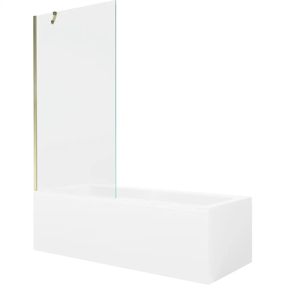 Mexen Cubik Rektangulært Badekar 170x70 Cm med Kabinett og Enkeltvegget 90 Cm Dusjvegg Gjennomsiktig Gull - 550317070x