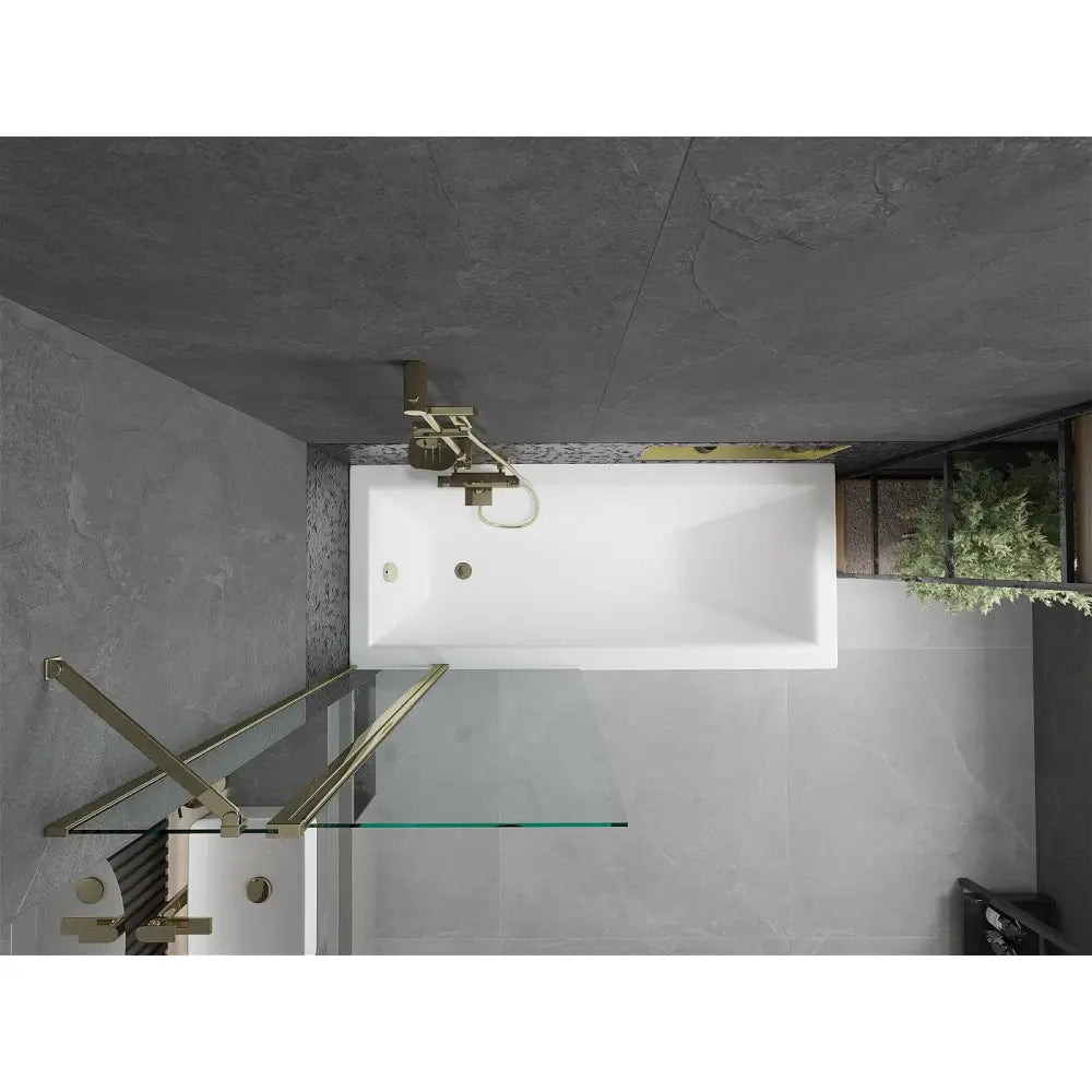 Mexen Cubik Rektangulært Badekar 170x70 Cm med Kabinett og Enkeltdørs 80 Cm Skjerm Gjennomsiktig Gull - 550317070x