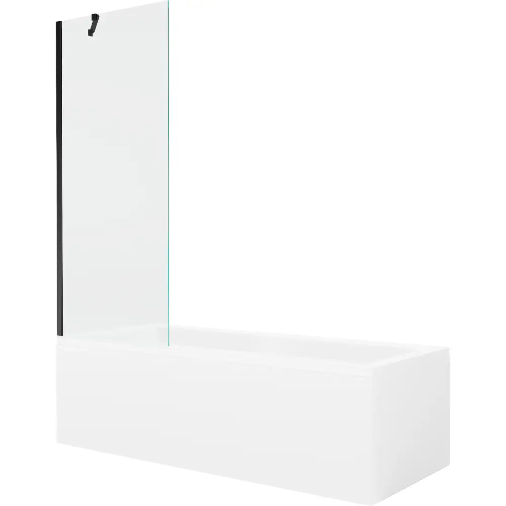 Mexen Cubik Rektangulært Badekar 170x70 Cm med Kabinett og Enkeltdørs Dusjvegg 70 Cm Gjennomsiktig Svart - 550317070x