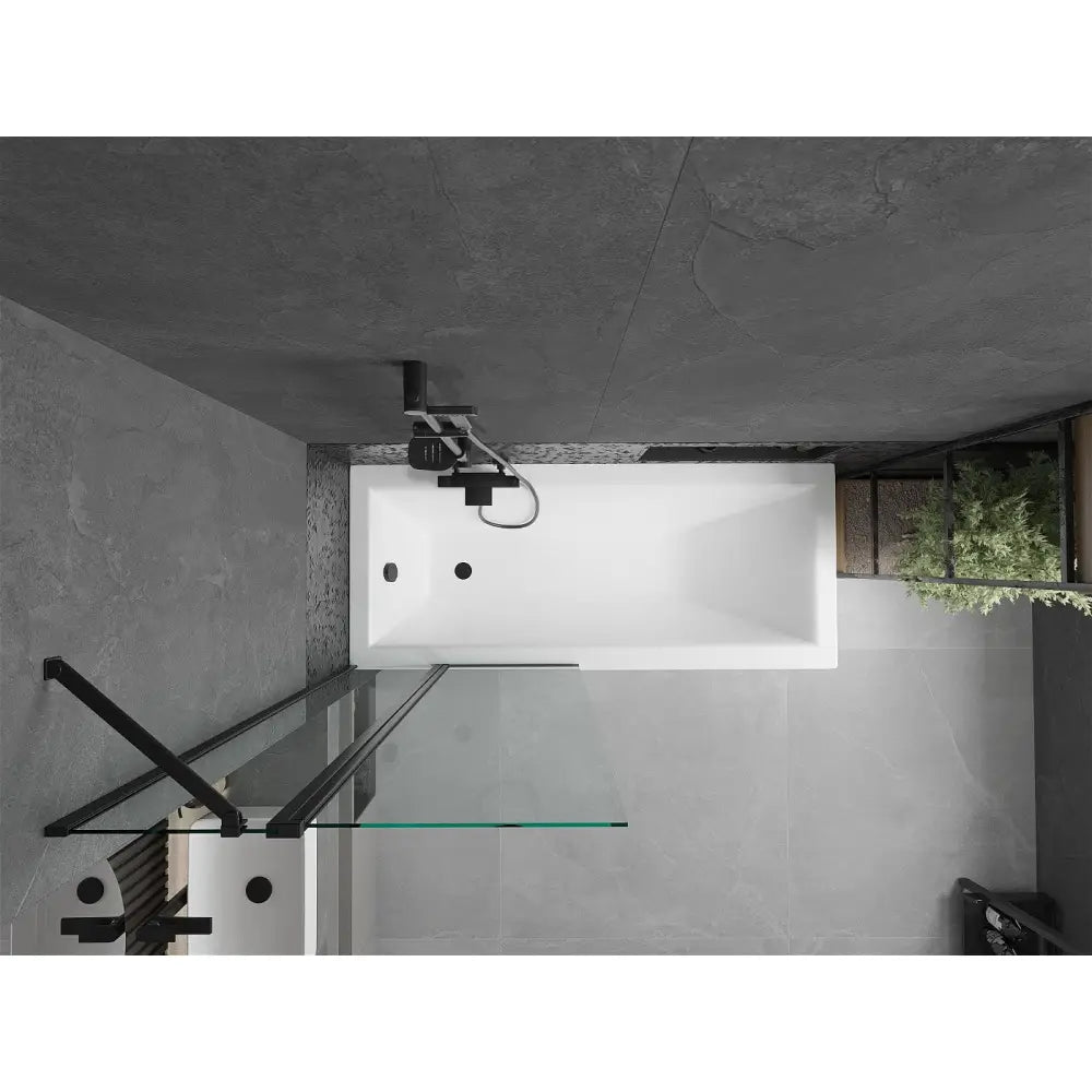 Mexen Cubik Rektangulært Badekar 170x70 Cm med Kabinett og 1-dørs 80 Cm Dusjvegg Gjennomsiktig Svart - 550317070x