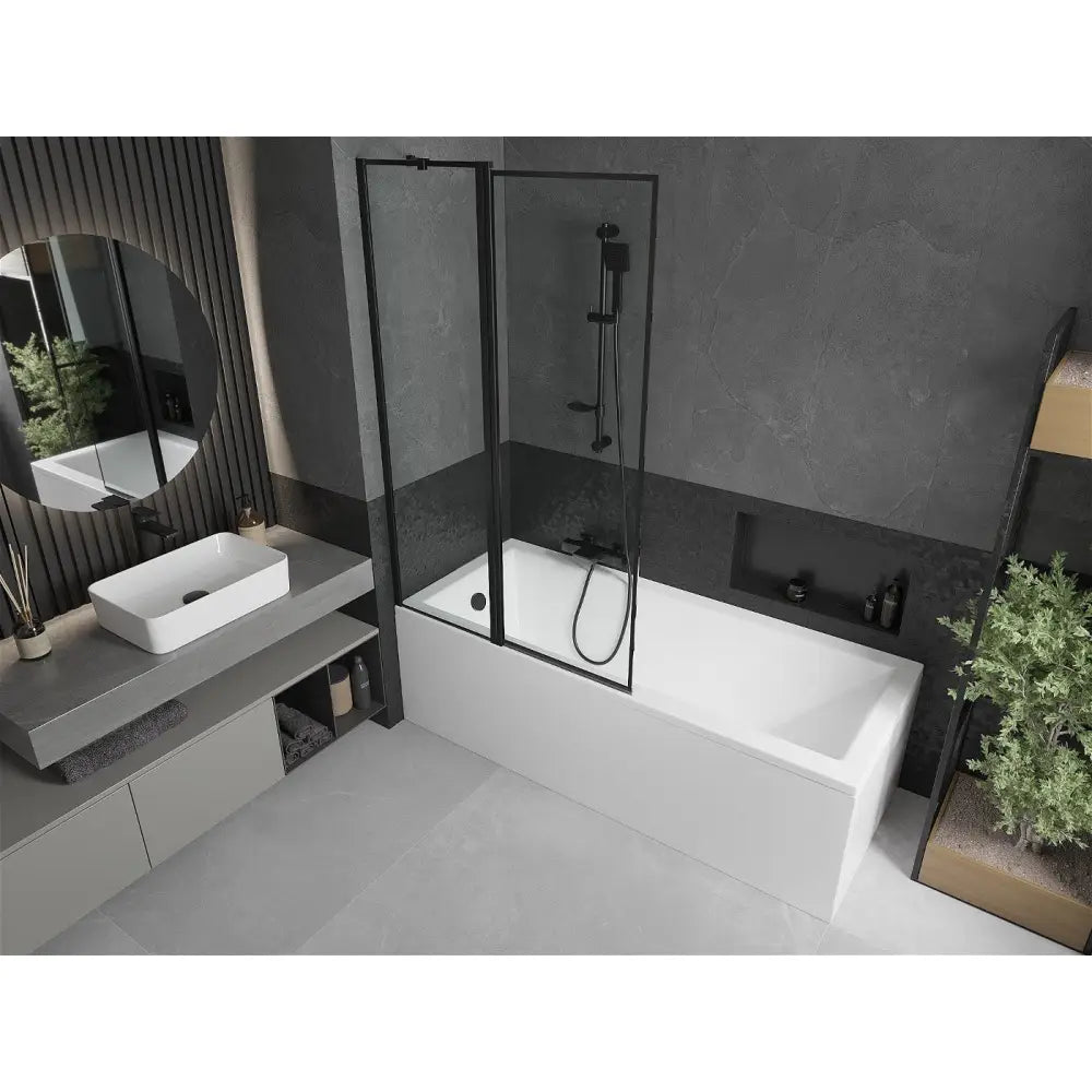 Mexen Cubik Rektangulært Badekar 170x70 Cm med Kabinett og 1-dørs Skjerm 100 Cm Svart Mønster - 550317070x