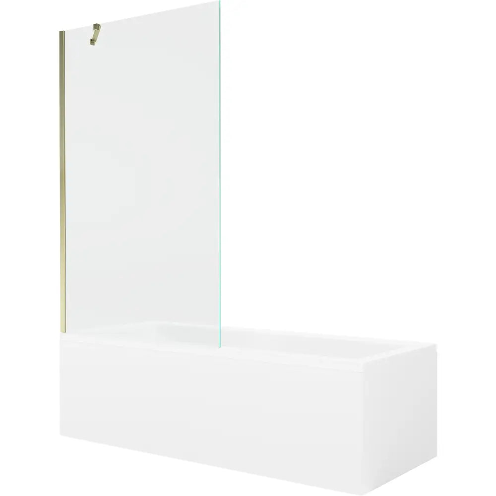 Mexen Cubik Rektangulært Badekar 170x70 Cm med Kabinett og 1-dørs Skjerm 100 Cm Gjennomsiktig Gull - 550317070x