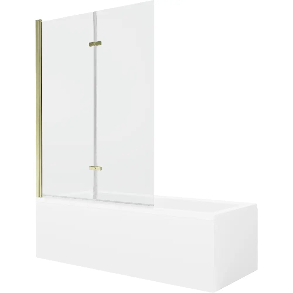 Mexen Cubik Rektangulært Badekar 170x70 Cm med Kabinett og 2-delt Dusjvegg 120 Cm Gjennomsiktig Gull - 550317070x