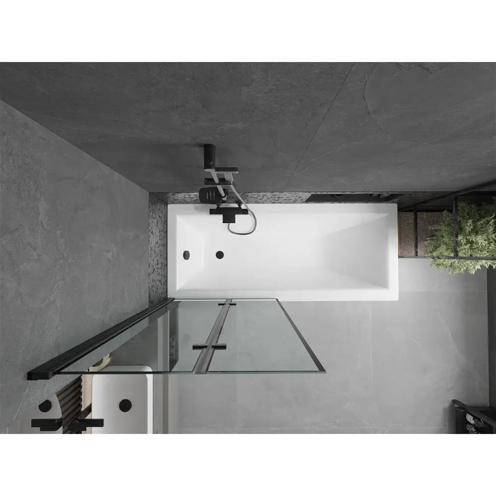 Mexen Cubik Rektangulært Badekar 170x70 Cm med Kabinett og 2-delt Dusjvegg 80 Cm Svart Mønster - 550317070x