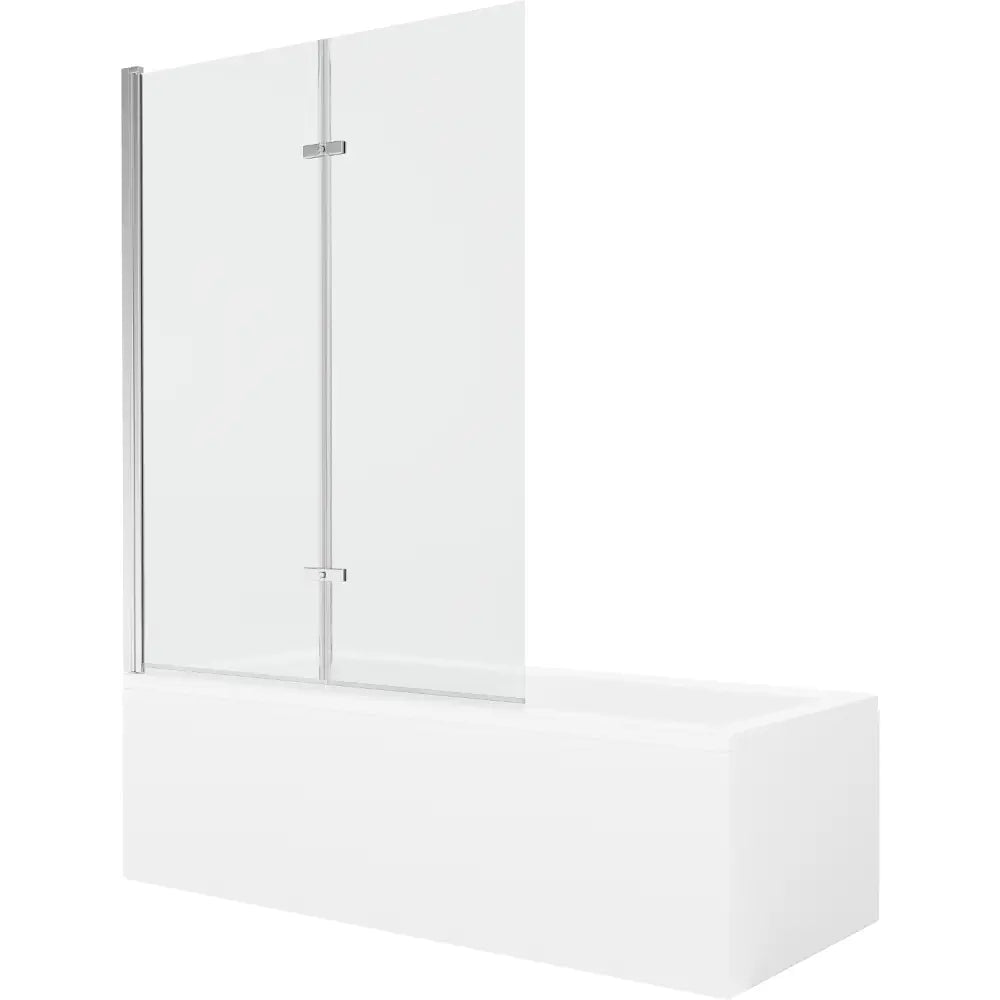 Mexen Cubik Rektangulært Badekar 170x70 Cm med Kabinett og 2-delt Dusjvegg 120 Cm Gjennomsiktig Krom - 550317070x