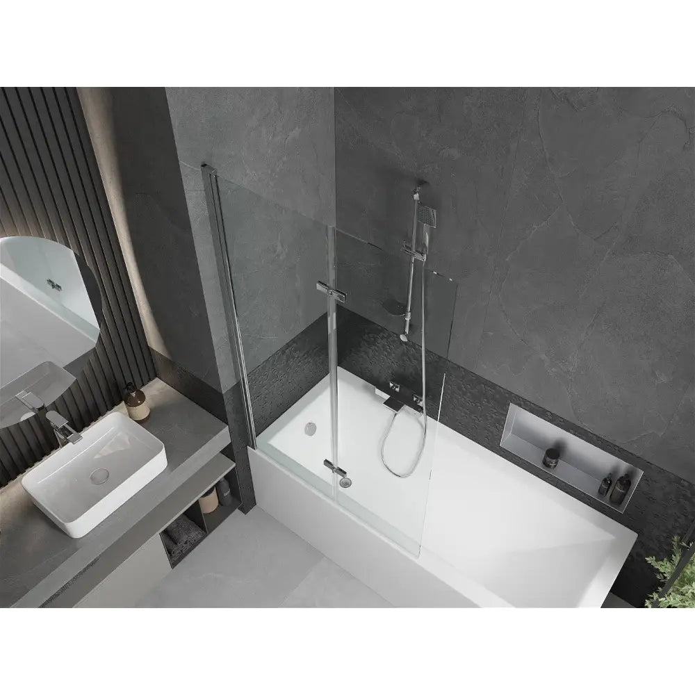 Mexen Cubik Rektangulært Badekar 170x70 Cm med Kabinett og 2-delt Dusjskjerm 100 Cm Gjennomsiktig Krom - 550317070x