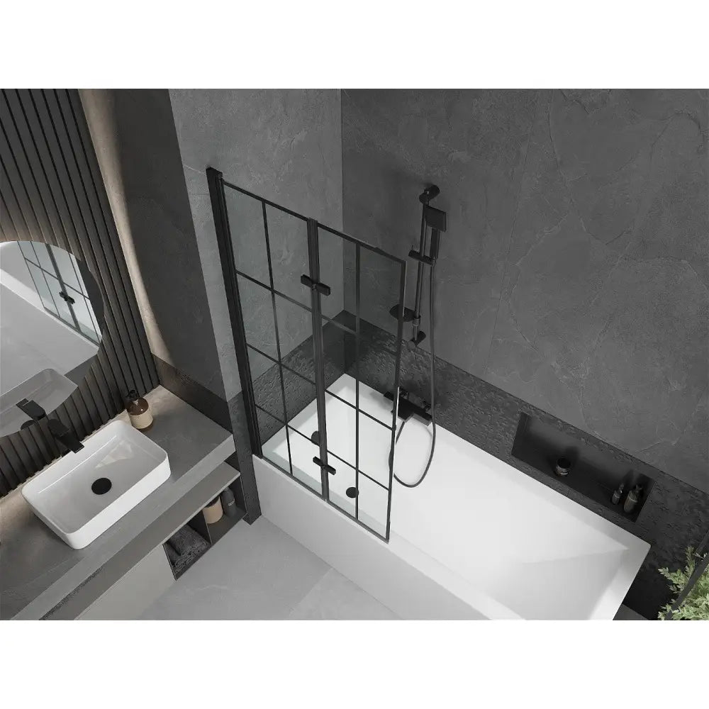 Mexen Cubik Rektangulært Badekar 170x70 Cm med Kabinett og 2-delt Dusjvegg 80 Cm Svart Design - 550317070x