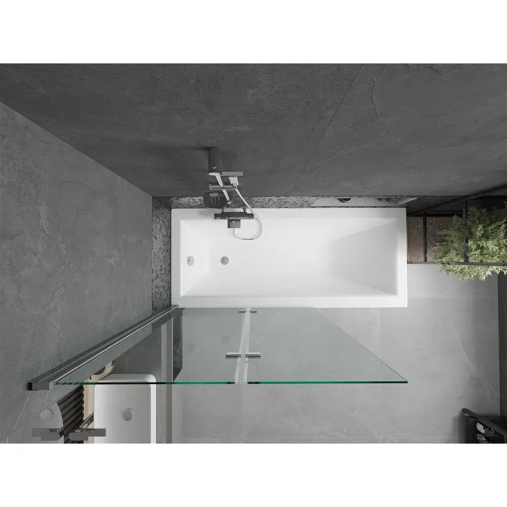Mexen Cubik Rektangulært Badekar 170x70 Cm med Kabinett og 2-delt Dusjskjerm 100 Cm Gjennomsiktig Krom - 550317070x