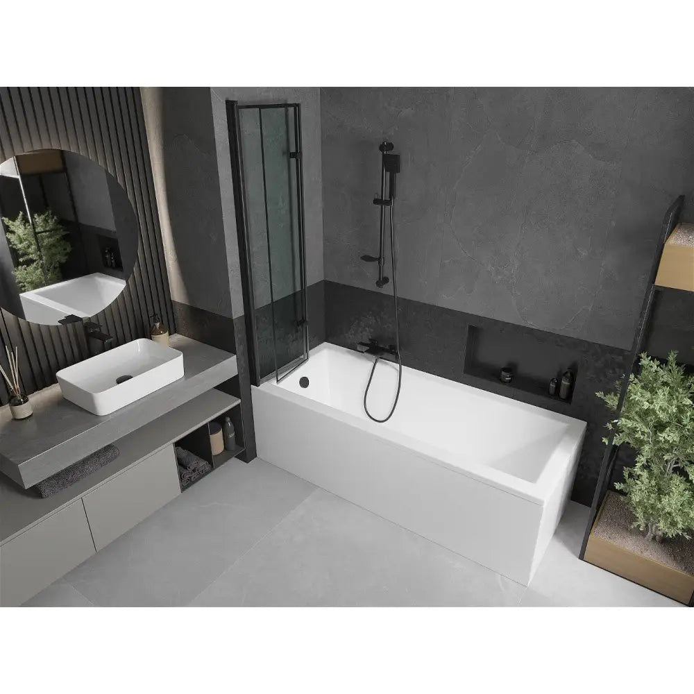 Mexen Cubik Rektangulært Badekar 170x70 Cm med Kabinett og 2-delt Dusjvegg 80 Cm Svart Mønster - 550317070x