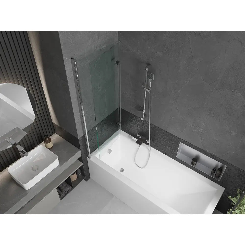 Mexen Cubik Rektangulært Badekar 170x70 Cm med Kabinett og 2-delt Dusjvegg 120 Cm Gjennomsiktig Krom - 550317070x