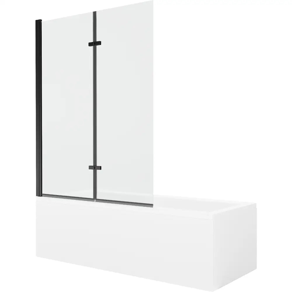 Mexen Cubik Rektangulært Badekar 170x70 Cm med Kabinett og 2-delt Dusjvegg 120 Cm Gjennomsiktig Svart - 550317070x