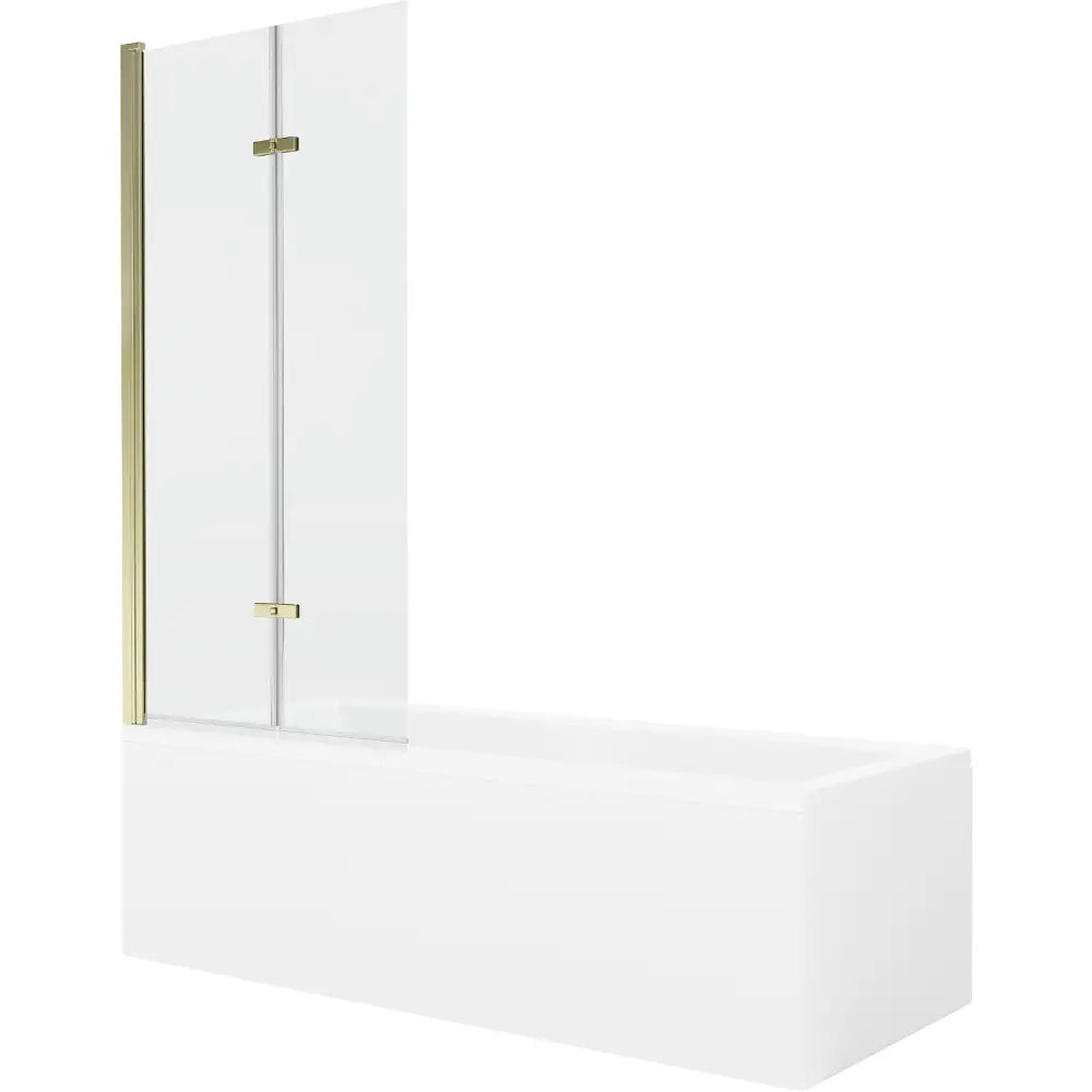 Mexen Cubik Rektangulært Badekar 170x70 Cm med Kabinett og 2-delt Skjerm 80 Cm Gjennomsiktig Gull - 550317070x