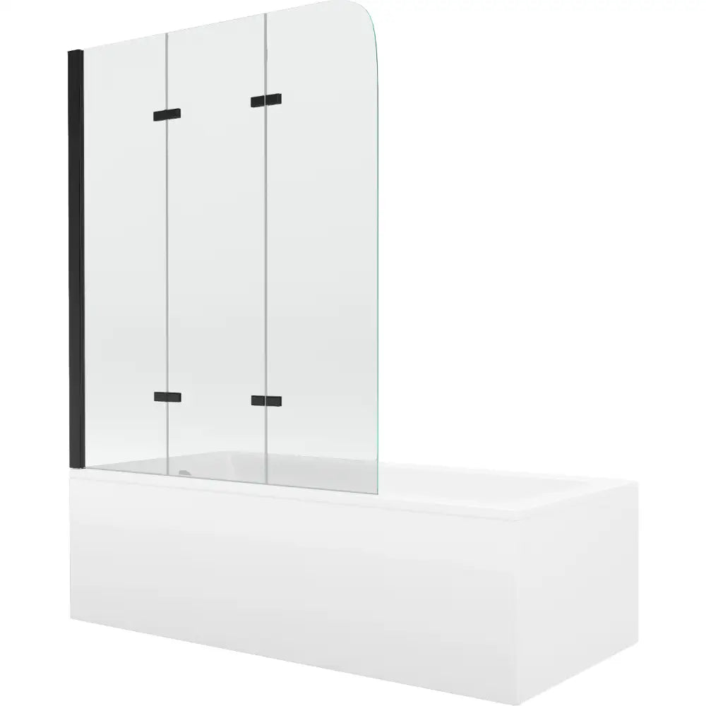 Mexen Cubik Rektangulært Badekar 170x70 Cm med Kabinett og 3-delt Dusjvegg 120 Cm Gjennomsiktig Svart - 550317070x