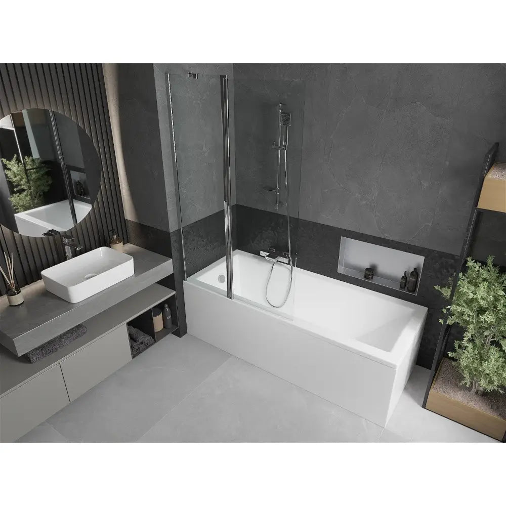 Mexen Cubik Rektangulært Badekar 170x70 Cm med Kabinett og En-dørs Dusjvegg 100 Cm Gjennomsiktig Krom - 550317070x