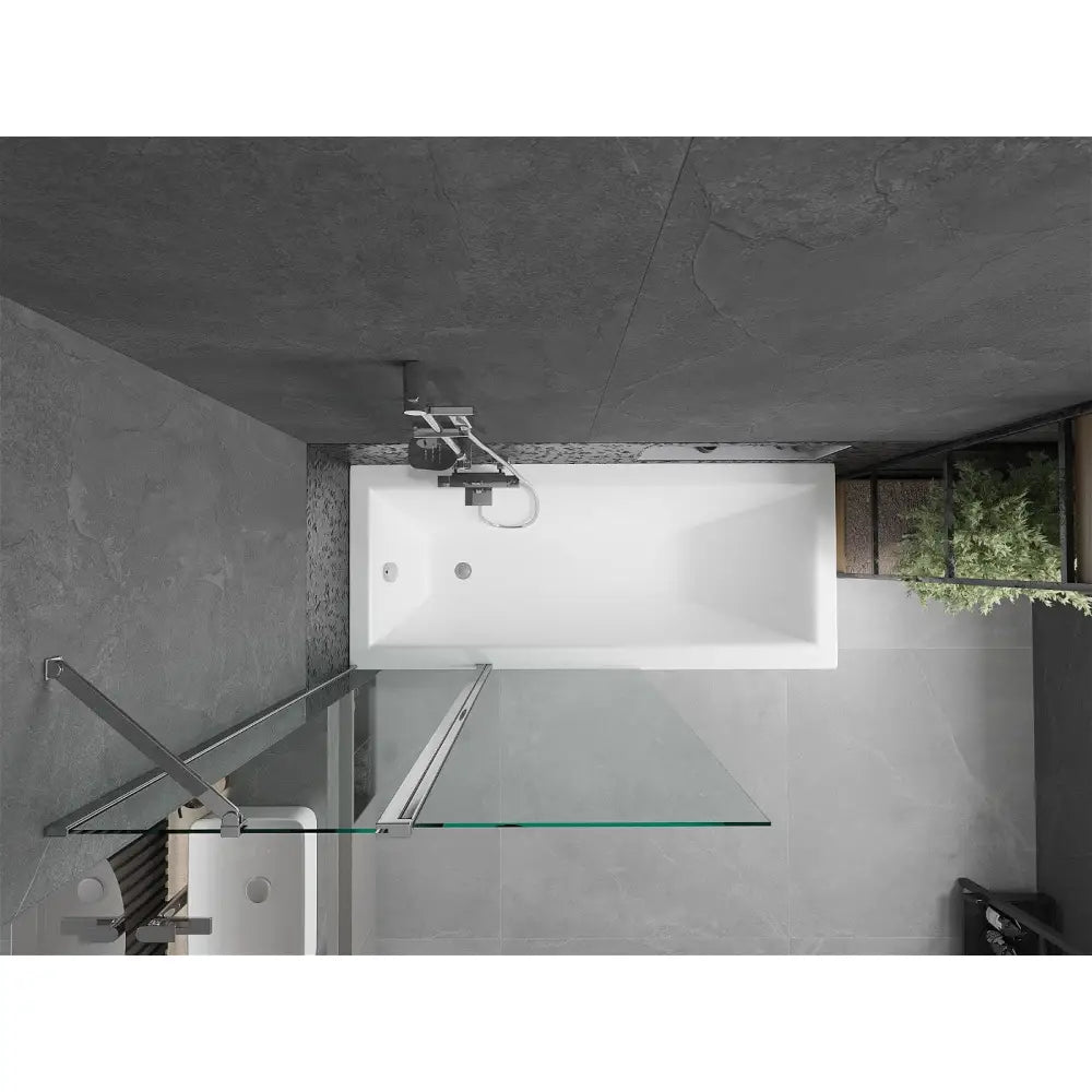 Mexen Cubik Rektangulært Badekar 170x70 Cm med Kabinett og En-dørs Dusjvegg 100 Cm Gjennomsiktig Krom - 550317070x