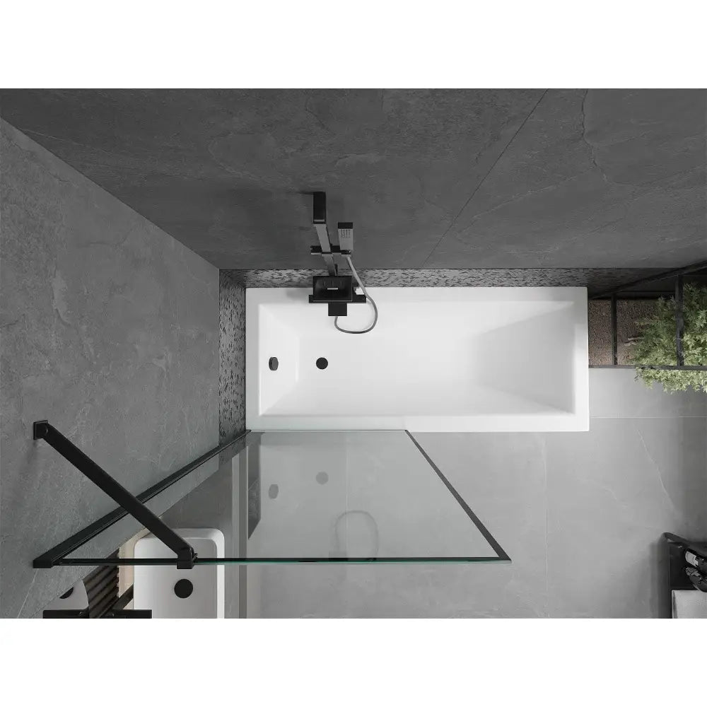 Mexen Cubik Rektangulært Badekar 170x70 Cm med Kabinett og Enkelt 80 Cm Dusjvegg Svart Mønster - 550317070x