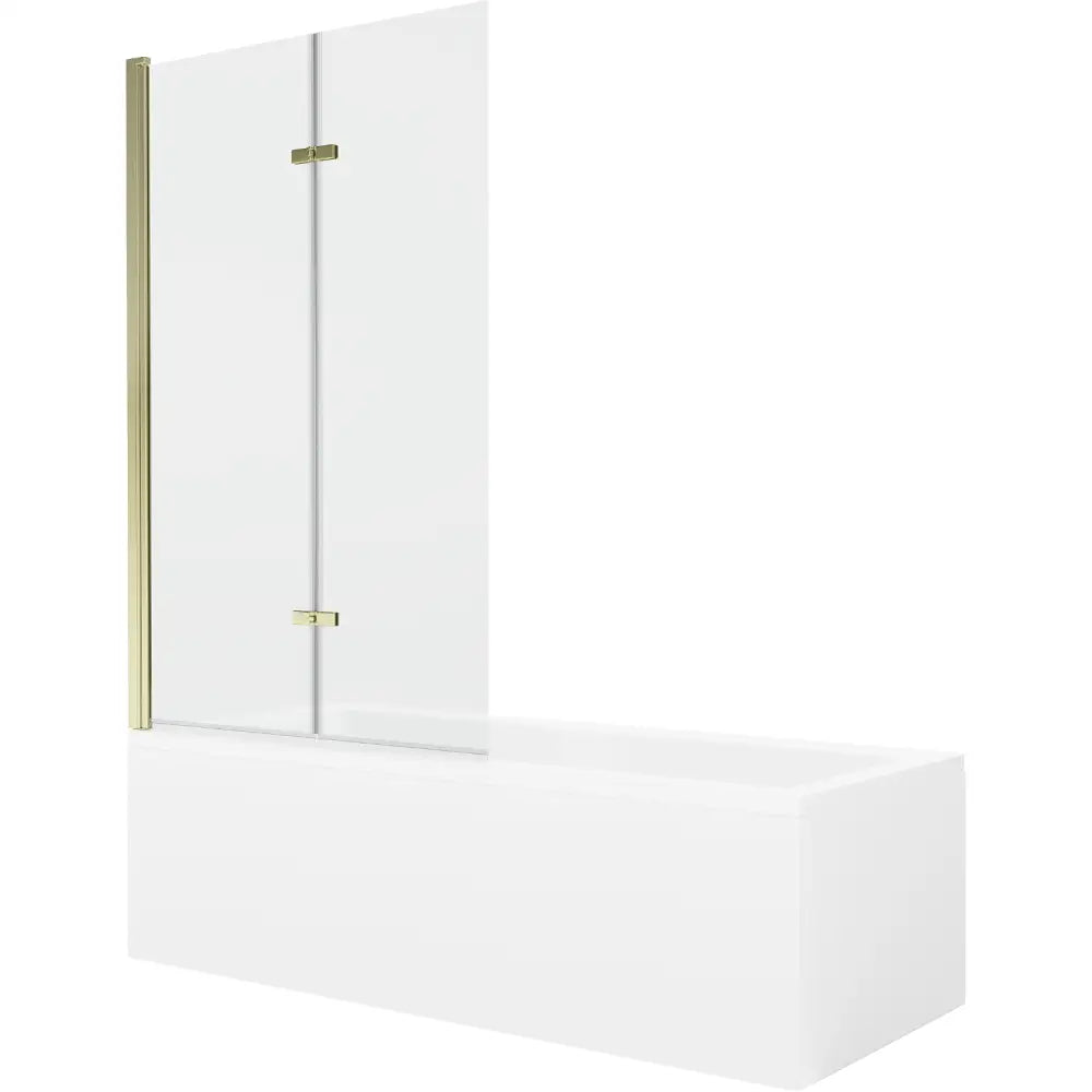 Mexen Cubik Rektangulært Badekar 170x70 Cm med Kabinett og To-delt Dusjdør 100 Cm Gjennomsiktig Gull - 550317070x
