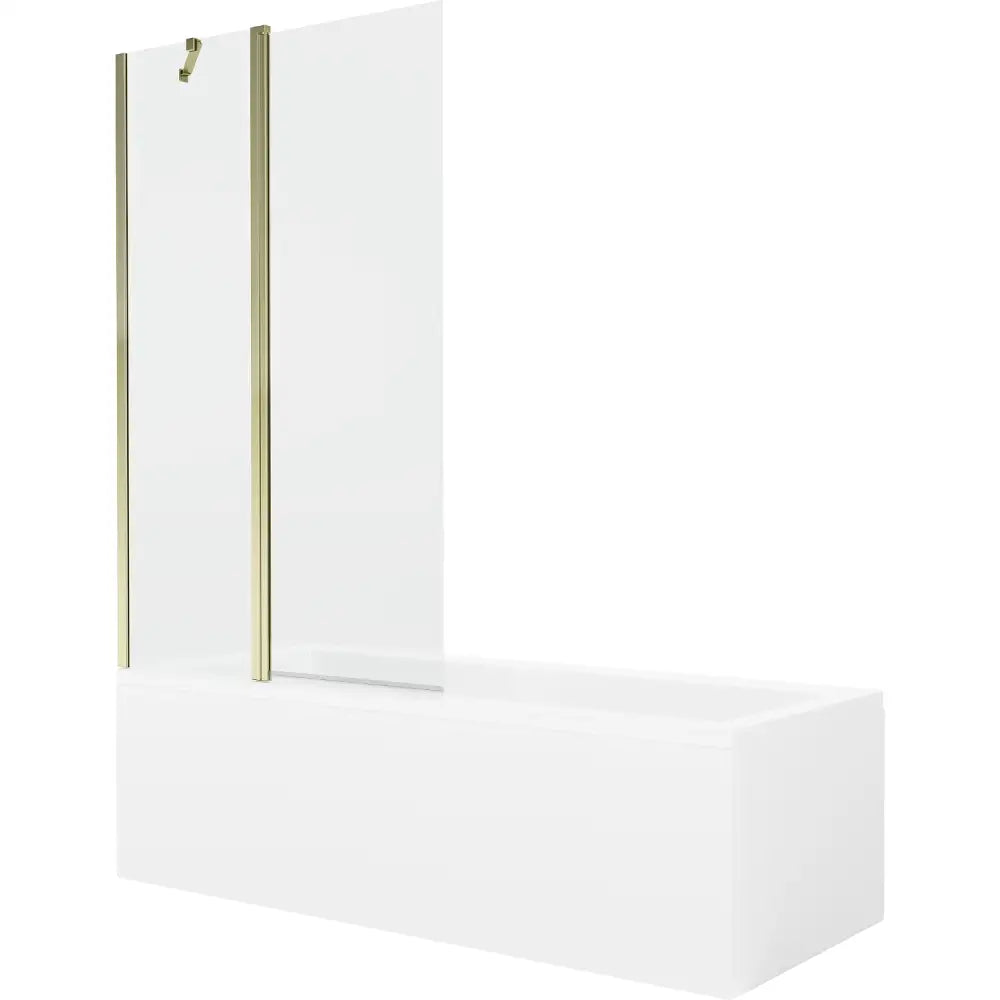 Mexen Cubik Rektangulært Badekar 170x70 Cm med Kledning og Enkeltdørs Dusjvegg 100 Cm Gjennomsiktig Gull - 550317070x