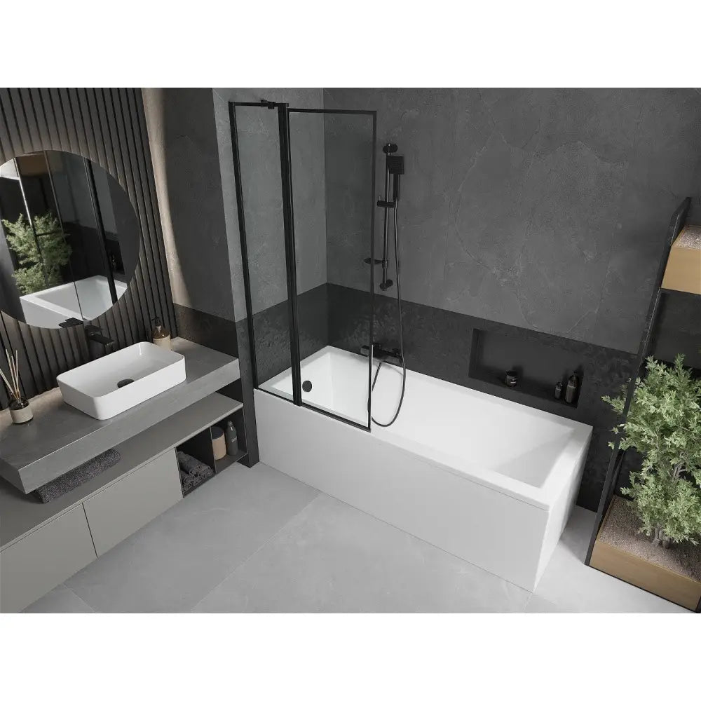 Mexen Cubik Rektangulært Badekar 170x70 Cm med Kledning og Ett-vinget Dusjvegg 80 Cm Svart Design - 550317070x