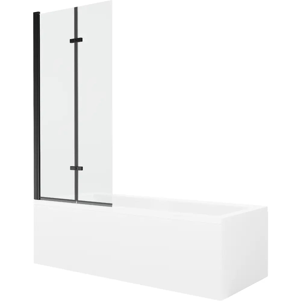 Mexen Cubik Rektangulært Badekar 170x70 Cm med Kledning og 2-delt Dusjvegg 80 Cm Gjennomsiktig Svart - 550317070x
