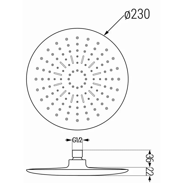 Mexen D-67 Regndusj 22 Cm Hvit/krom - 79767