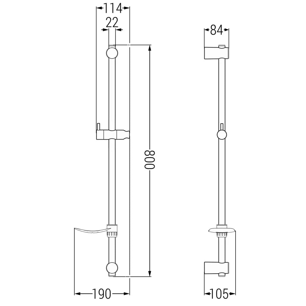 Mexen Df Dusjstang med Såpekopp 80 Cm Hvit - 79382