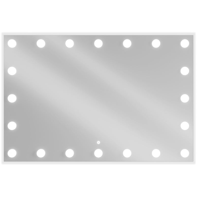 Speil med lys rektangulært Mexen Dona 120 x 80 cm med 18 LED-lys, sett rett forfra.