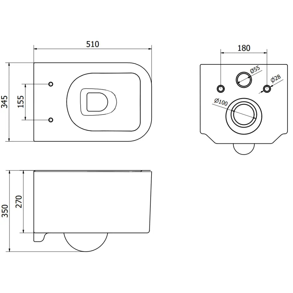 Mexen Elis Toalettskål Rimless med Soft-close Sete Duroplast Hvit