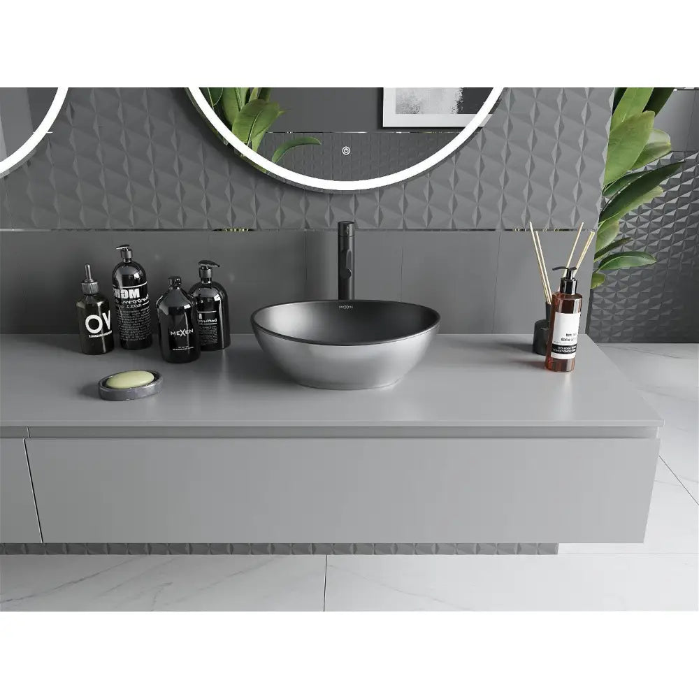 Mexen Elza Benkeplatevask 40x33 Cm Matt Svart/sølv