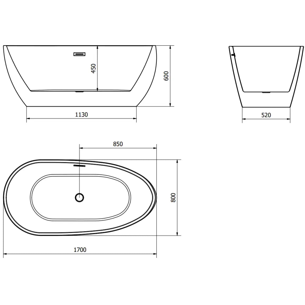 Mexen Eos Frittstående Badekar 170x80 Cm Hvit