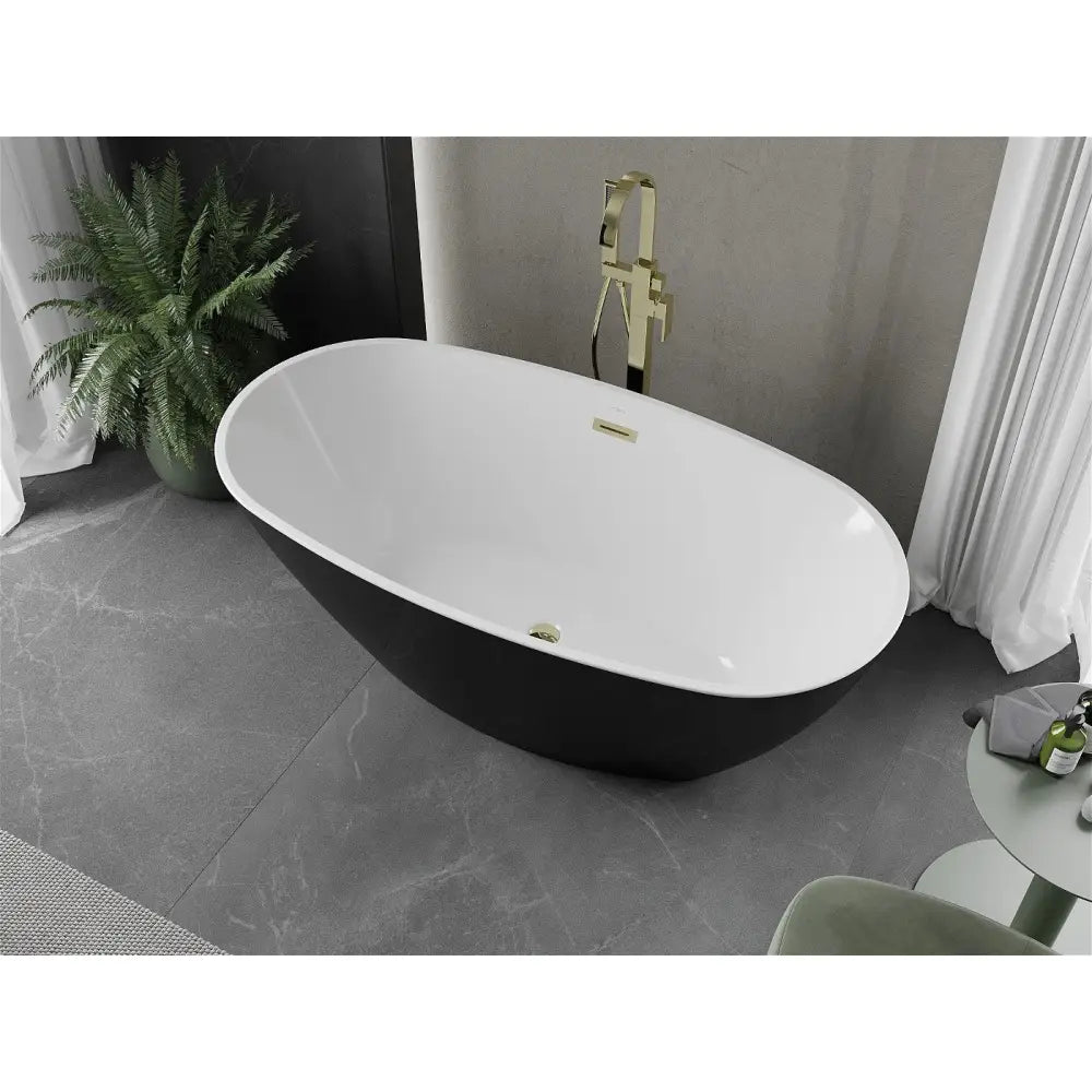 Mexen Eris Frittstående Badekar 155x80 Cm Hvit/svart Gull Overløp - 53441558075-g