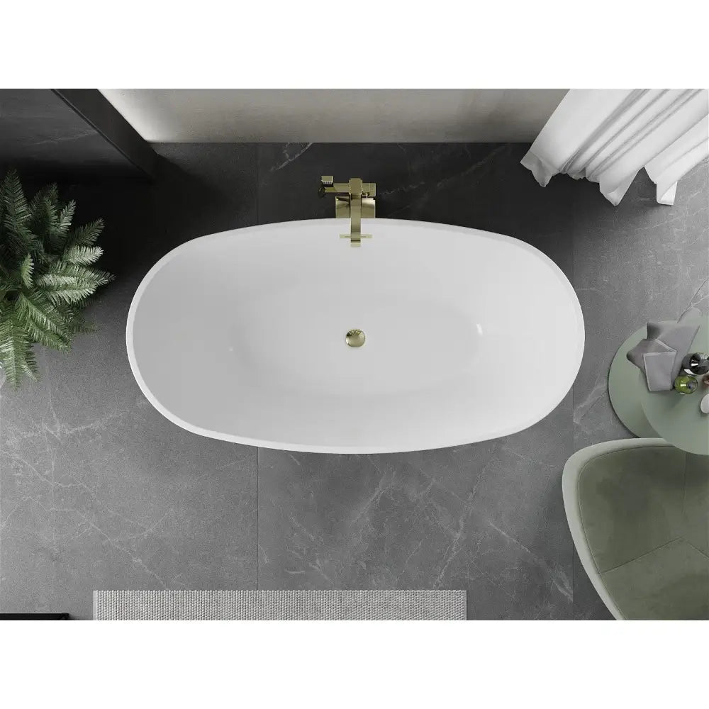 Mexen Eris Frittstående Badekar 155x80 Cm Hvit/svart Gull Overløp - 53441558075-g