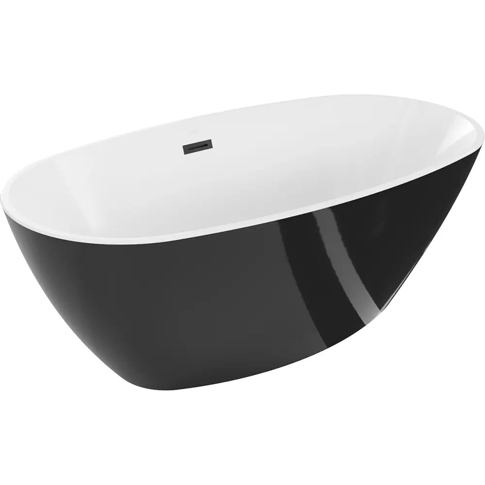 Mexen Eris Frittstående Badekar 155x80 Cm Hvit/svart Svart Overløp - 53441558075-b
