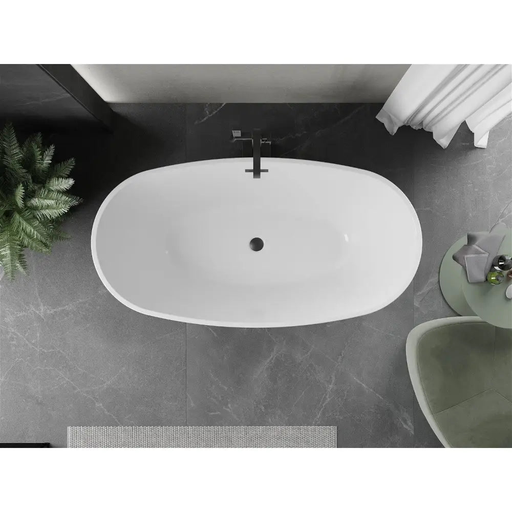 Mexen Eris Frittstående Badekar 155x80 Cm Hvit/svart Svart Overløp - 53441558075-b