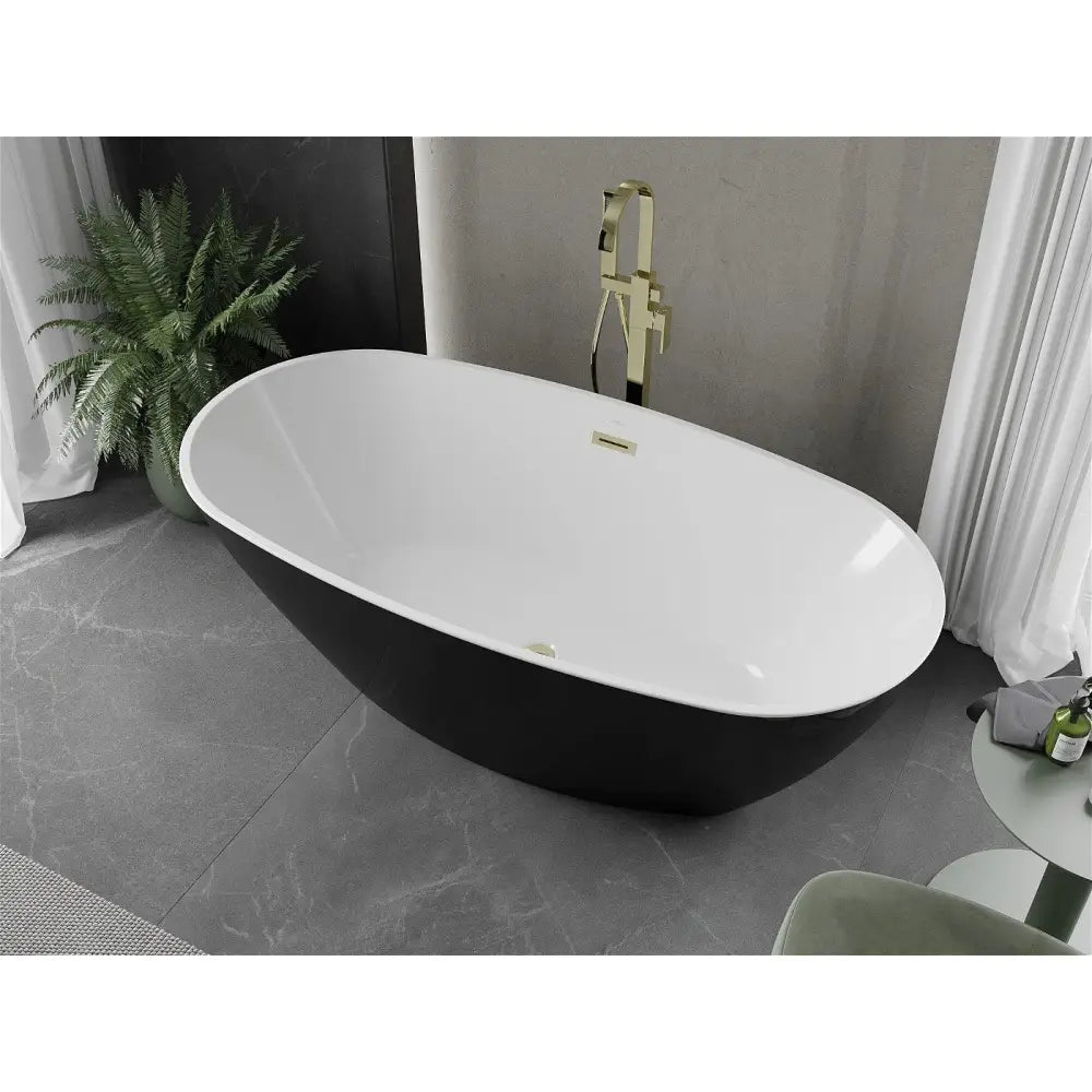 Mexen Eris Frittstående Badekar 170x85 Cm Hvit/svart Gull Overløp - 53441708575-g