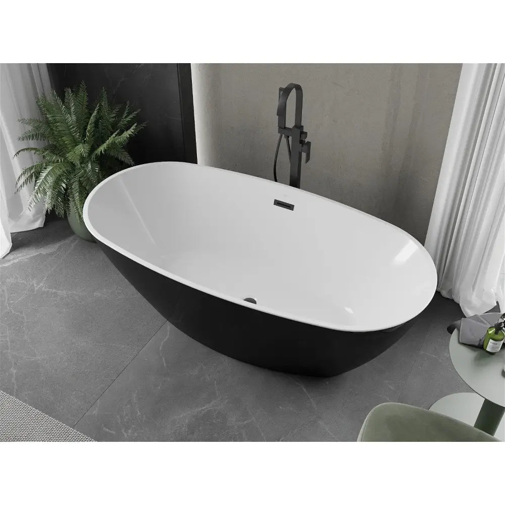 Mexen Eris Frittstående Badekar 170x85 Cm Hvit/svart Svart Overløp - 53441708575-b