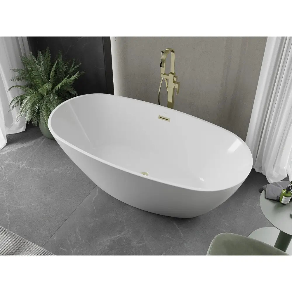 Mexen Eris Frittstående Badekar 170x85 Cm Hvitt Gull Overløp - 53441708500-g