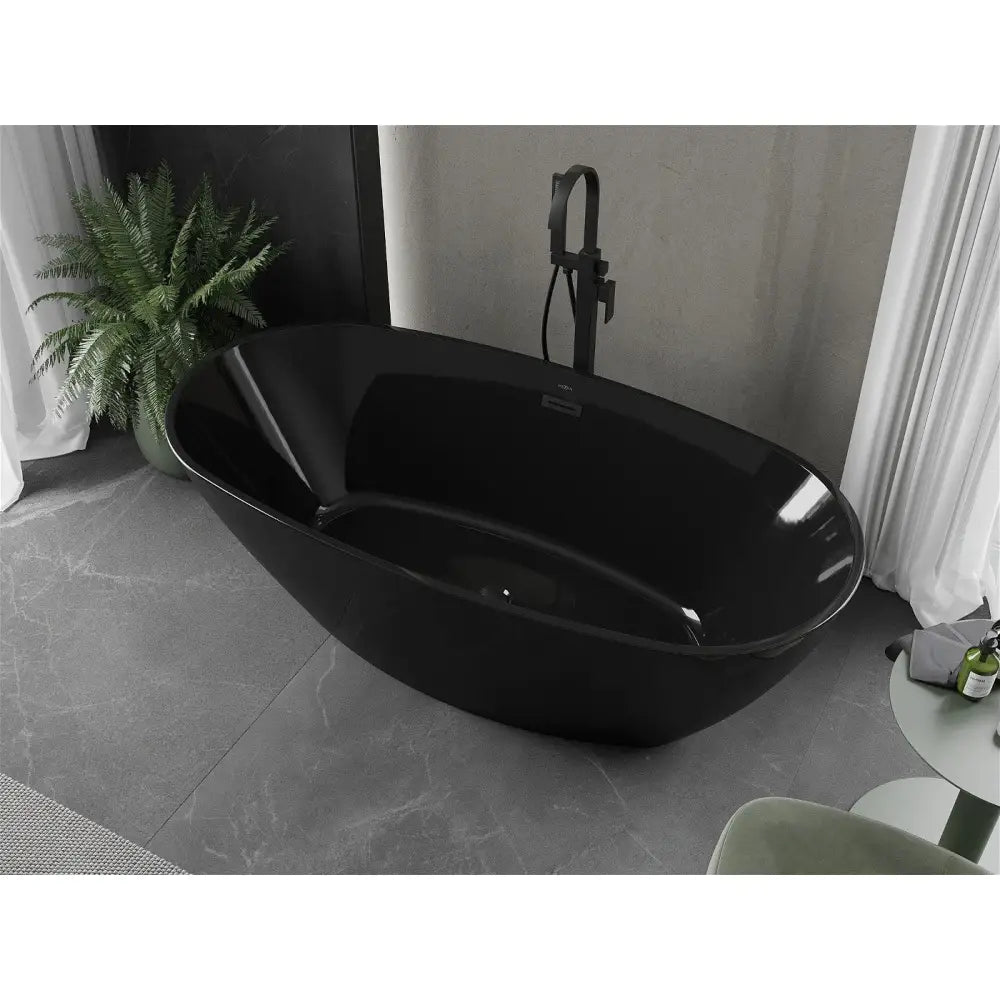 Mexen Eris Frittstående Badekar 170x85 Cm Svart med Svart Overløp - 53441708570-b