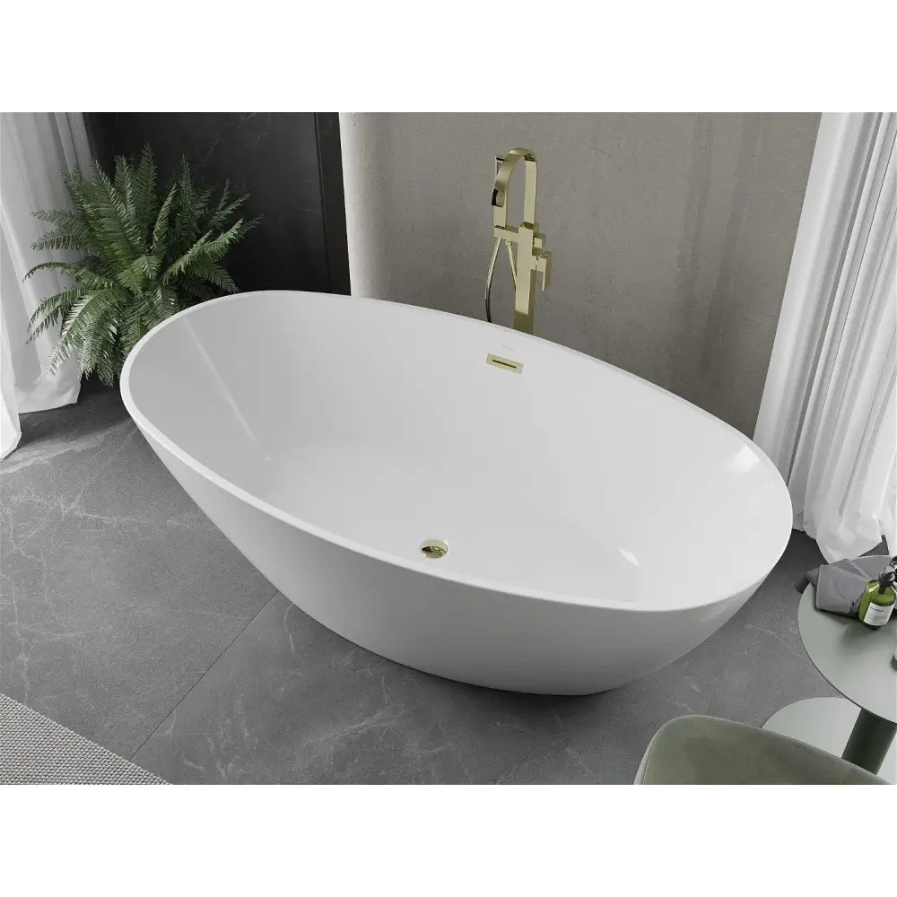 Mexen Eris Frittstående Badekar 180x95 Cm Hvit med Gyllen Overløp - 53441809500-g
