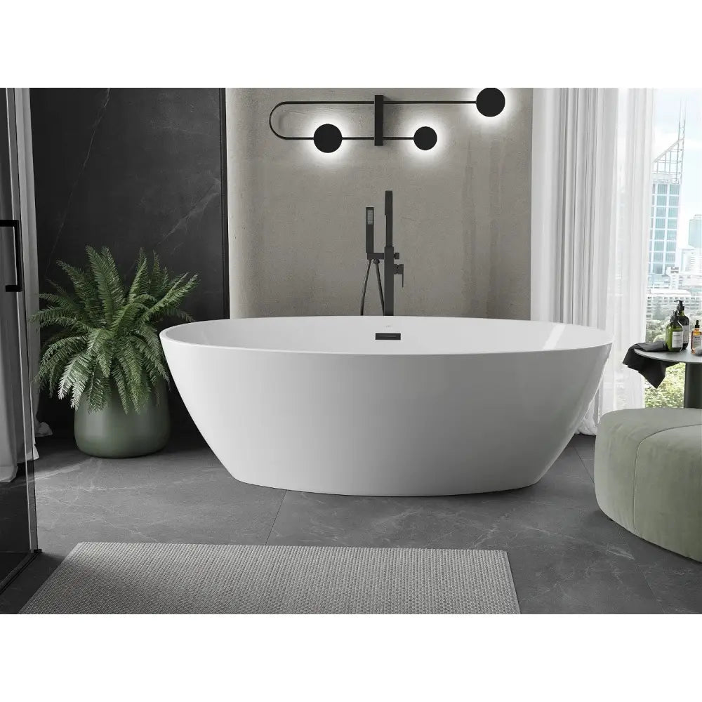 Mexen Eris Frittstående Badekar 180x95 Cm Hvit med Sort Overløp - 53441809500-b