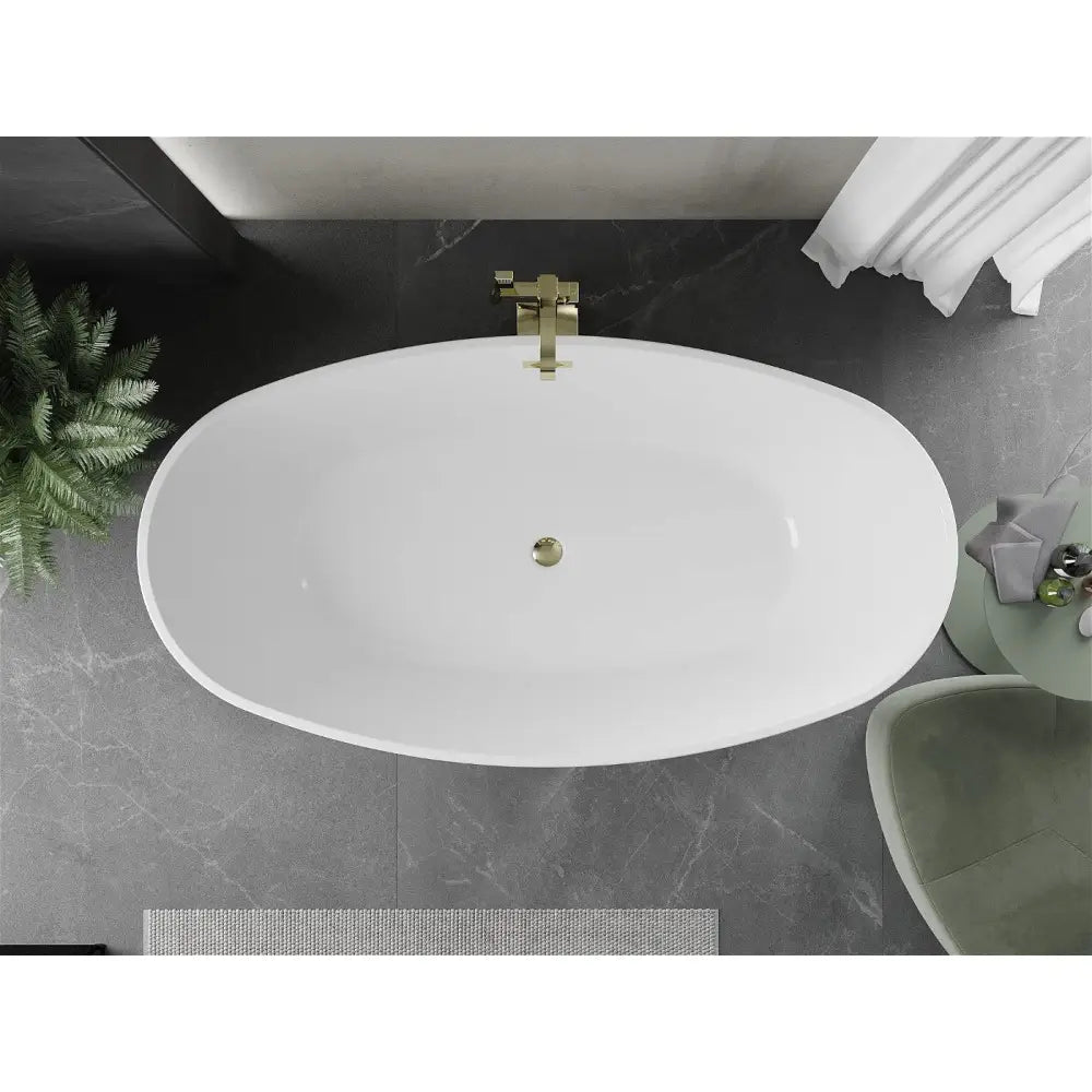 Mexen Eris Frittstående Badekar 180x95 Cm Hvit/svart Gull Overløp - 53441809575-g