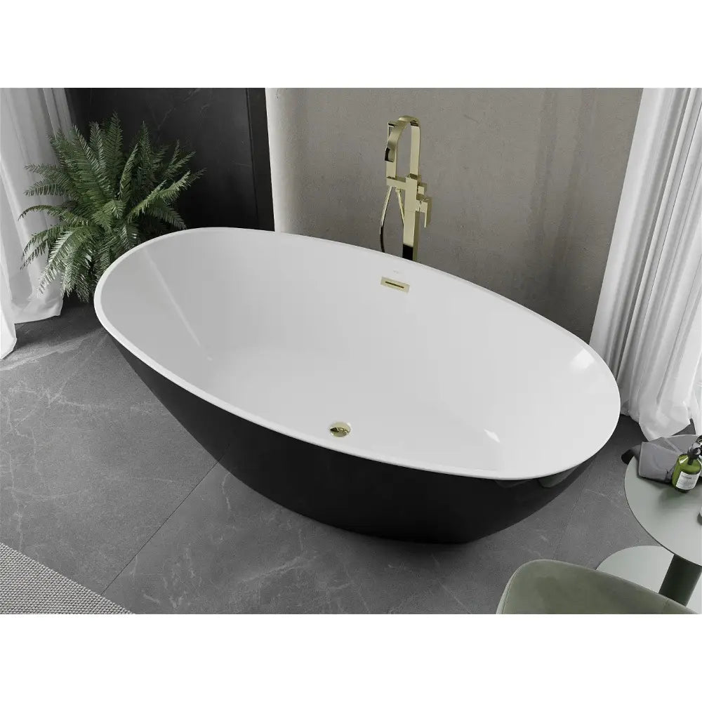 Mexen Eris Frittstående Badekar 180x95 Cm Hvit/svart Gull Overløp - 53441809575-g