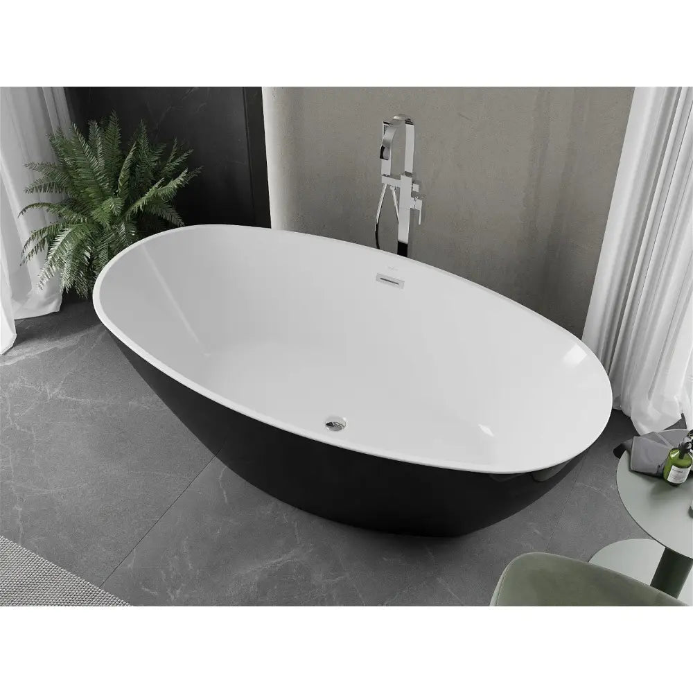 Mexen Eris Frittstående Badekar 180x95 Cm Hvit/svart Overløp Krom