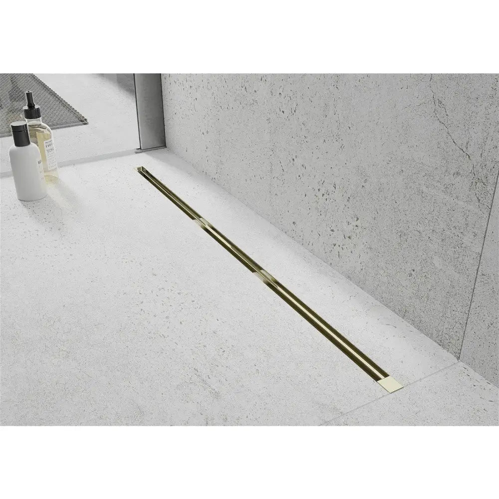 Mexen Flat 360° Super Slim Roterende Linjeavløp 130 Cm Gull