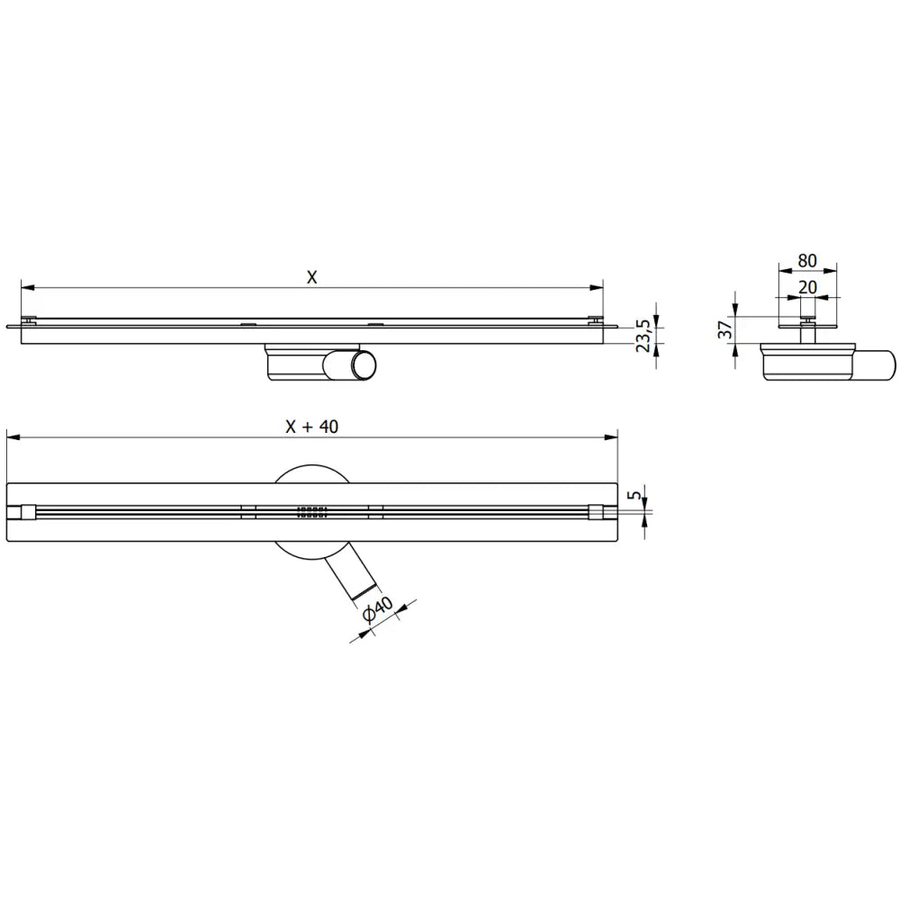 Mexen Flat 360° Super Slim Roterende Linjeavløp 140 Cm Gull