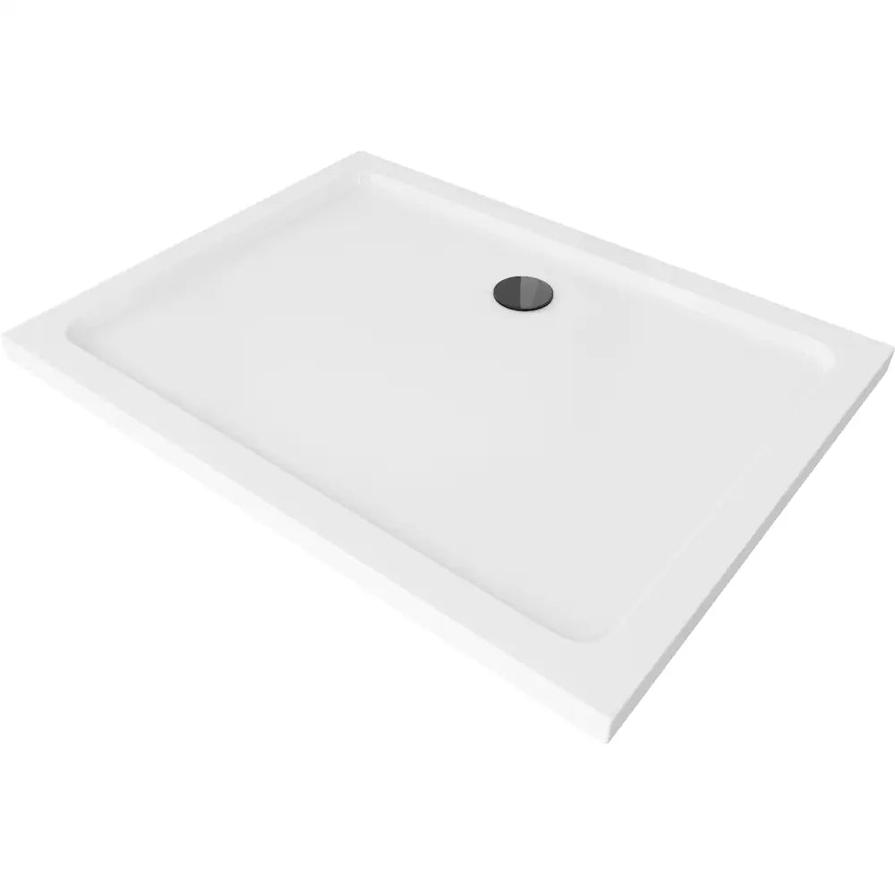 Mexen Flat Dusjbrett Rektangulært Slim 110x100 Cm Hvitt Svart Avløp - 40101011b