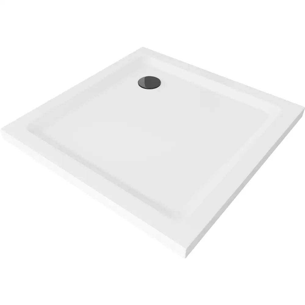Mexen Flat Dusjkar Kvadratisk Slim 70x70 Cm Hvit Svart Avløp - 40107070b