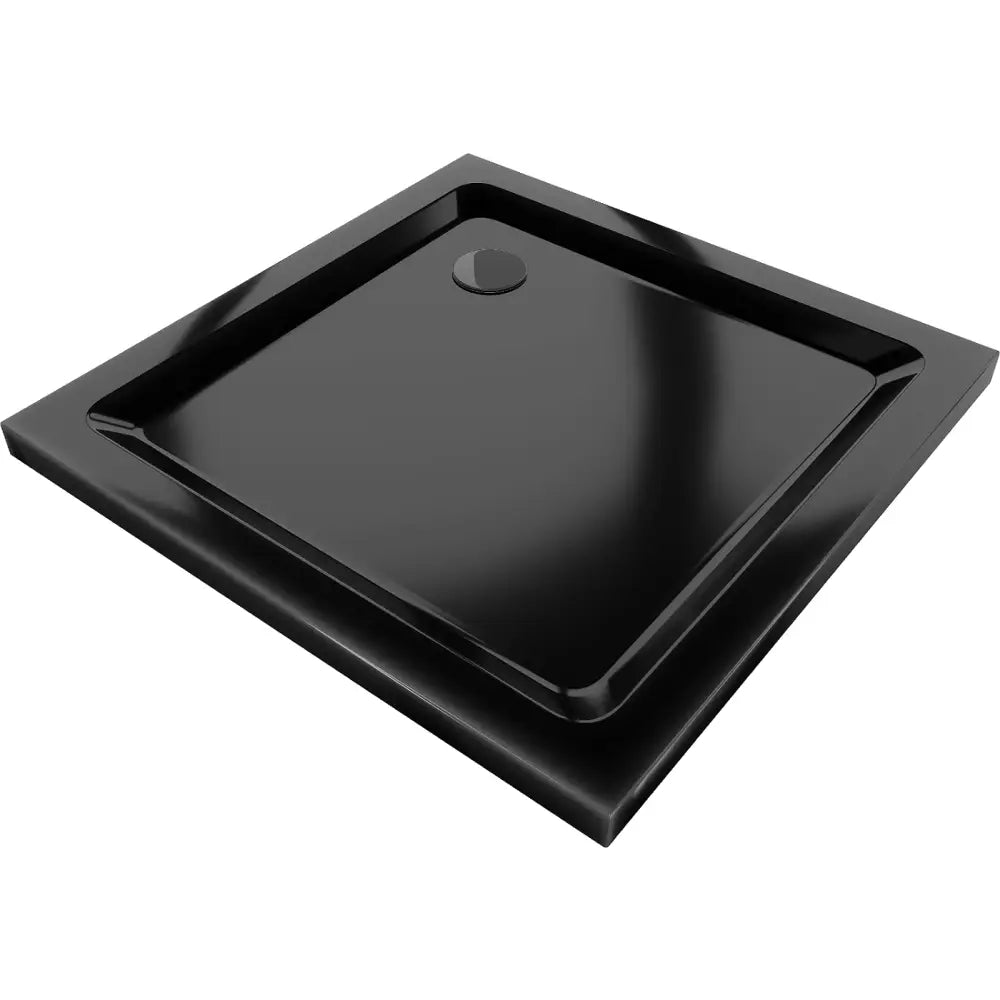 Mexen Flat Firkantet Slim Dusjkar 100x100 Cm Svart med Svart Avløp - 40701010b