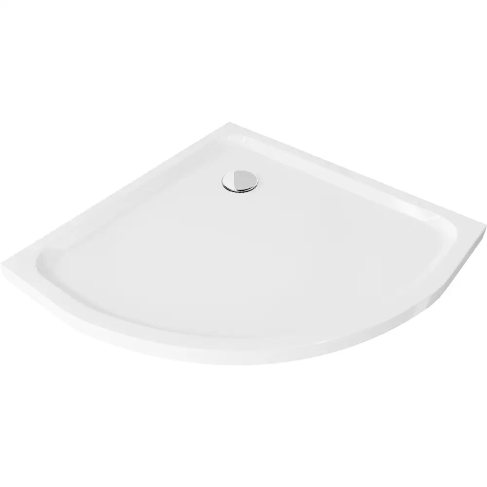 Mexen Flat Halvrund Slim Dusjbunn 100x100 Cm Hvit Krom Avløp