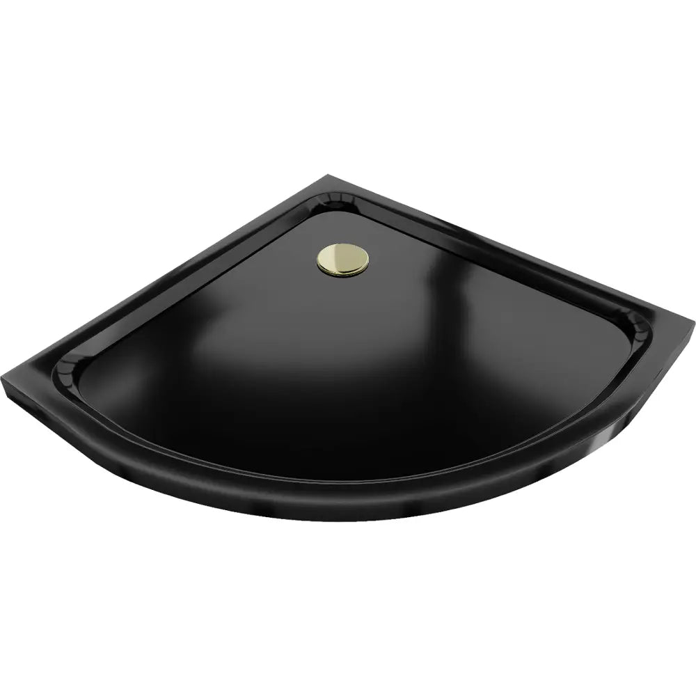 Mexen Flat Halvrund Slim Dusjbunn 90x90 Cm Svart med Gullfarget Sluk - 41709090g